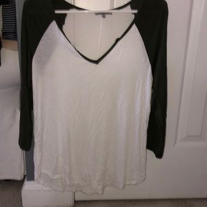 Green and white baseball t shirt